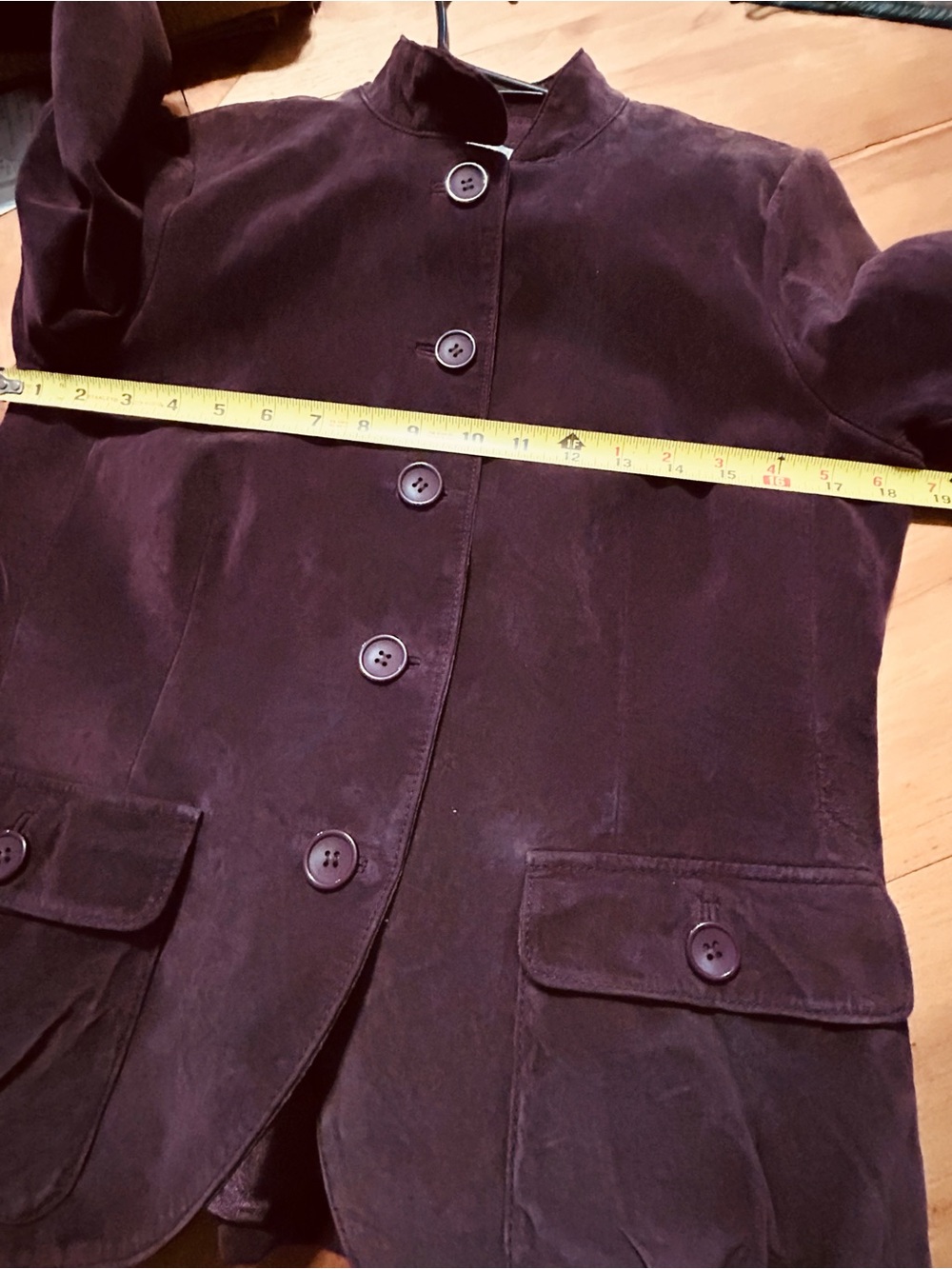 Vintage Cache’ Plum Suede Genuine Leather Stand-Collar Blazer - Picture 11 of 13